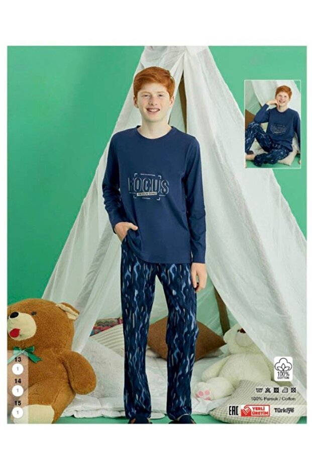 Erkek Çocuk Uzun Kol %100 Pamuk Pijama Takımı - 1