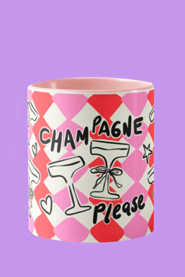 "Champagne" Mug from the Hello Melody Mug Series - Original Design Digital Print 9.5X8 cm
