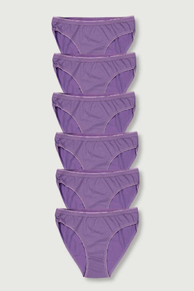 Women's Purple 6 Pack Bikini Panties Premium Fabric Cotton Standard Size