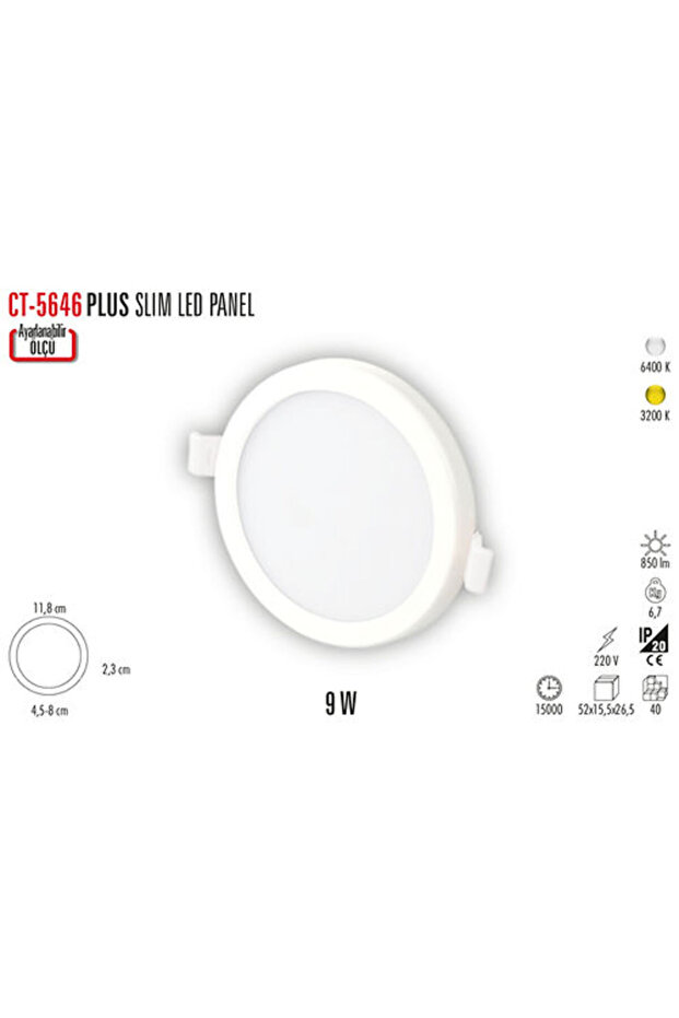Ct-5646 Plus Slim Led Panel (9W) 2 Adettir - 3