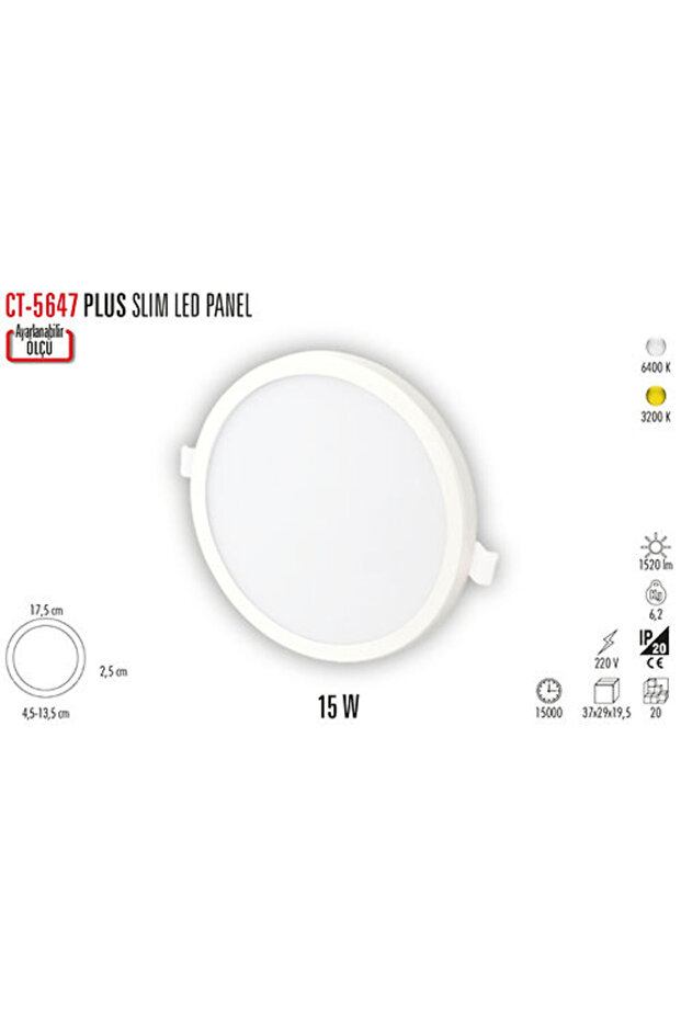 CT-5647 PLUS SLIM LED PANEL (15W) BEYAZ - 3