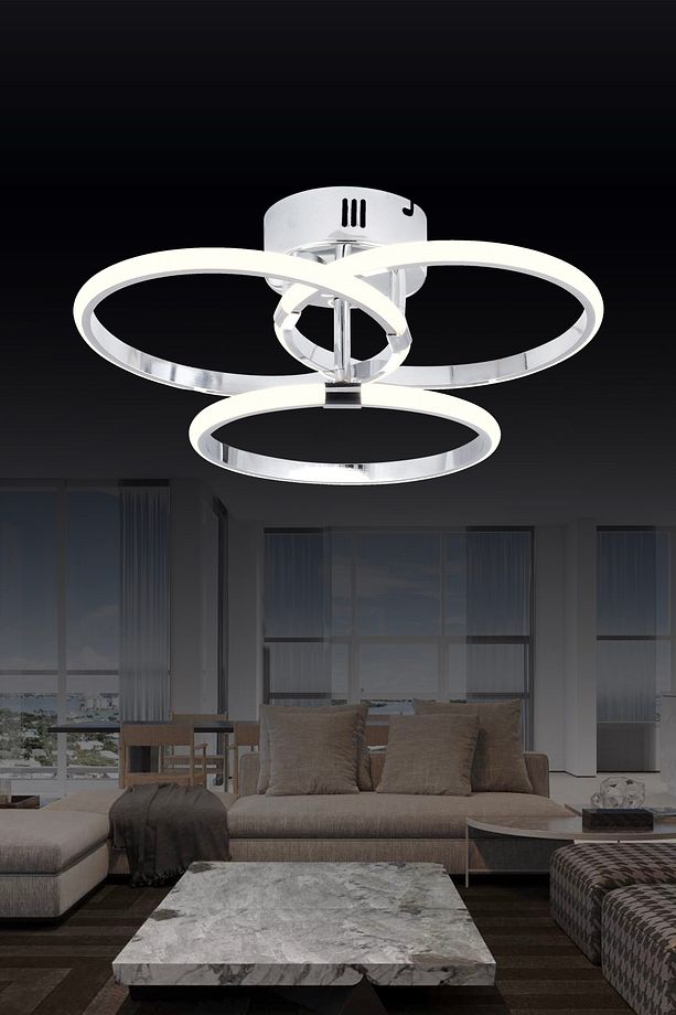 Pl 07 3 Model Krom 3 Renkli Salon Ve Oturma Odası Için Ideal Alüminyum Avize, 40x15 - 1