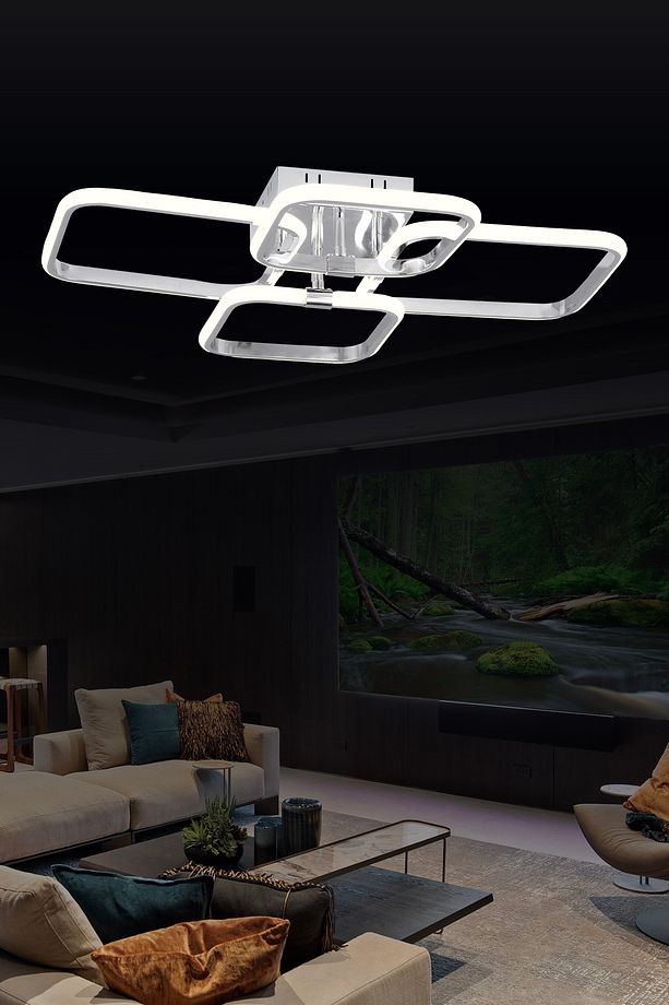 Pl 01 4 Model Krom 3 Renkli Salon Ve Oturma Odası Için Ideal Alüminyum Avize, 65x10 - 1