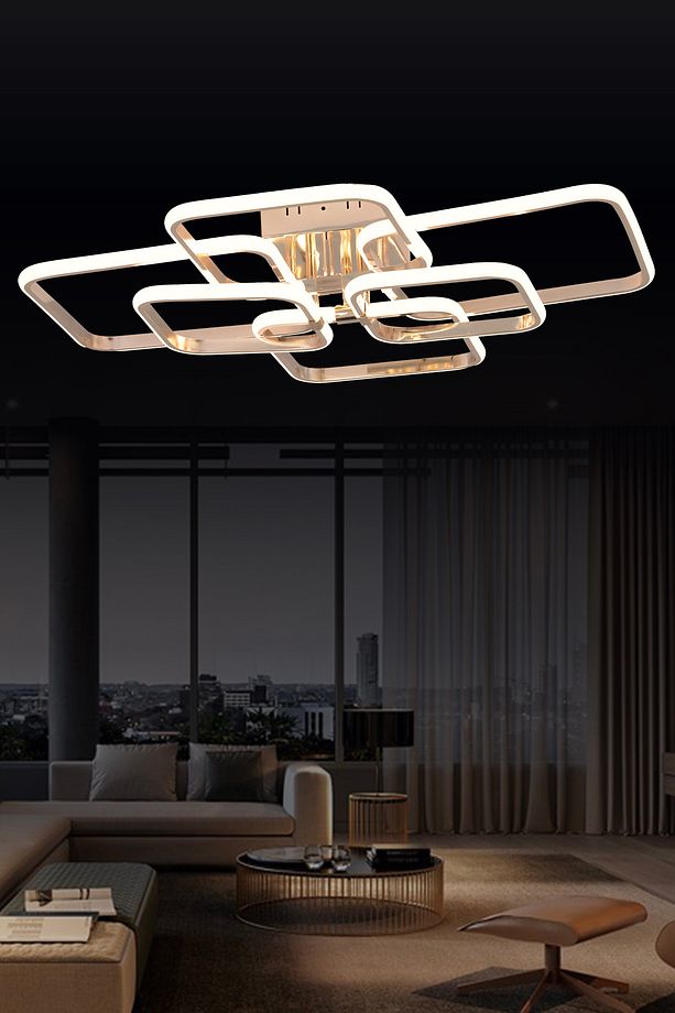 Pl 01 6 Model Gold 3 Renkli Salon Ve Oturma Odası Için Ideal Alüminyum Avize, 75x10 - 1