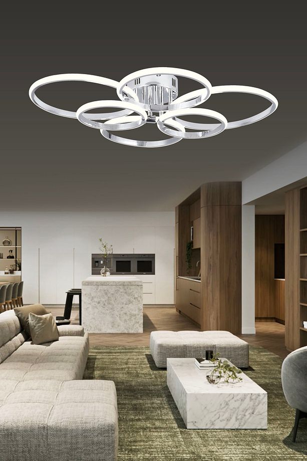 Pl 02 6 Model Krom 3 Renkli Salon Ve Oturma Odası Için Ideal Alüminyum Avize, 75x10 - 1