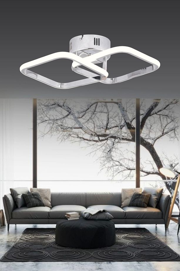 Pl 01 2 Model Krom 3 Renkli Salon Ve Oturma Odası Için Ideal Alüminyum Avize, 45x10 - 5