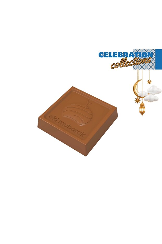 Polycarbonate Square Eid Mubarek Pralin Chocolate Mold 18.5 Gr | Cm-1448
