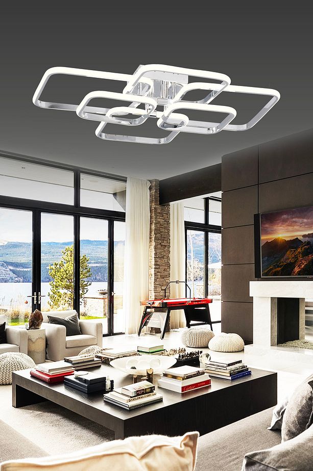 Pl 01 6 Model Krom 3 Renkli Salon Ve Oturma Odası Için Ideal Alüminyum Avize, 75x10 - 5