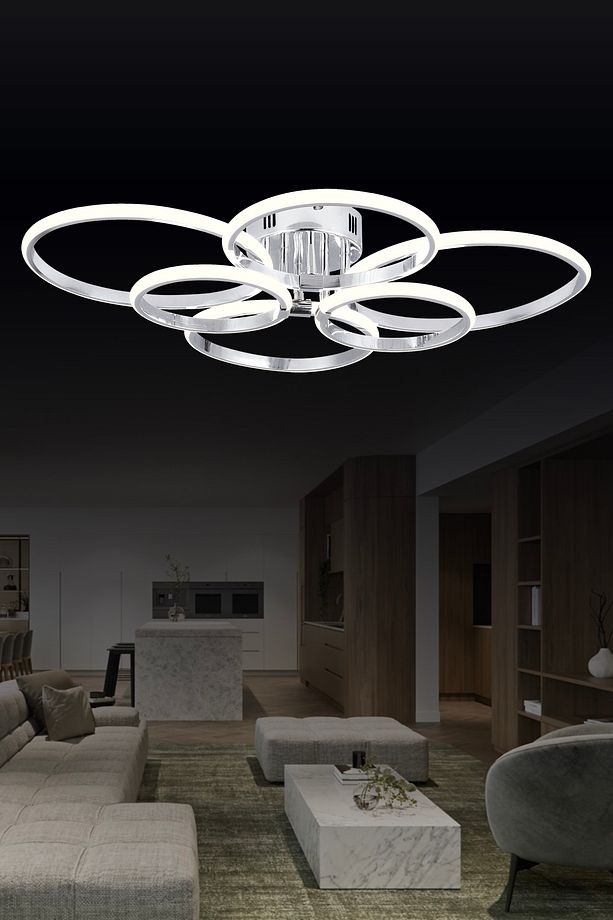 Pl 02 6 Model Krom 3 Renkli Salon Ve Oturma Odası Için Ideal Alüminyum Avize, 75x10 - 5