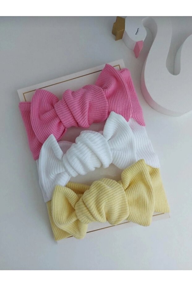 3-Piece Handmade Ribbed Baby Girl Bandana