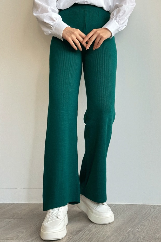 Basic Petrol Yeşili Triko Pantolon - 3