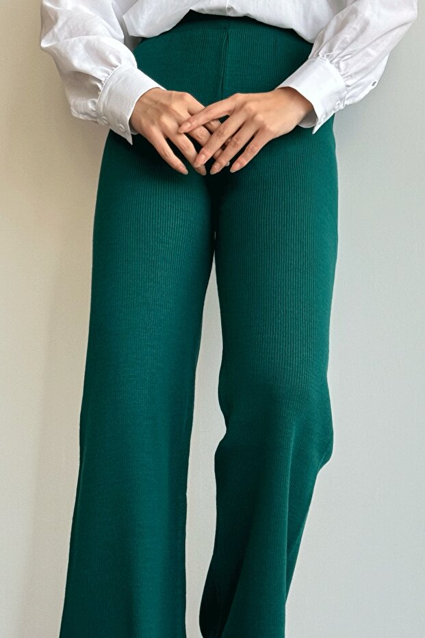 Basic Petrol Yeşili Triko Pantolon - 2