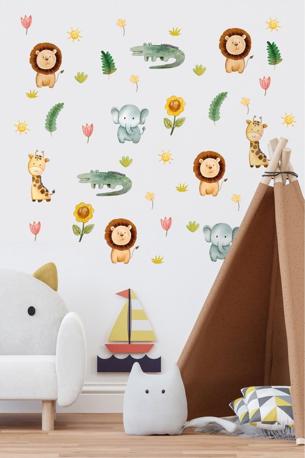 Forest Animals Themed Kids Room Sticker Set