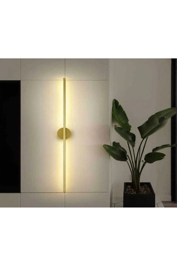 Modern Pilli Aplik Tak Çalıştır Kablosuz Ledli Aplik Eskitme Gold Pil Dahildir 70cm - 2