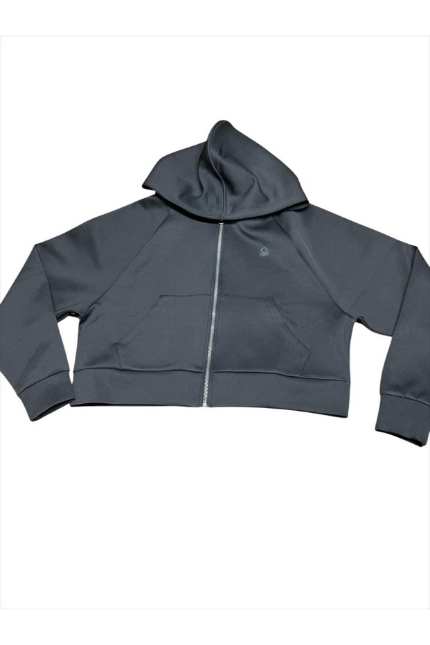 -W21466 Benetton Sweatshirt Women's Black Sports Jacket