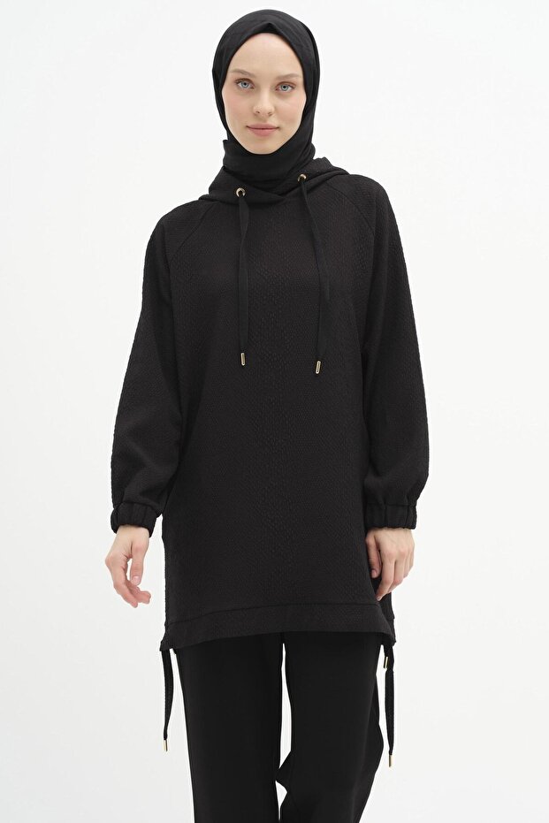 Kapüşonlu Sweat - Siyah - 4