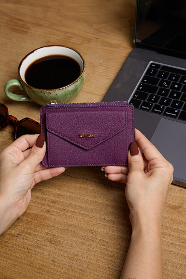9116 Genuine Leather Magnetic Special Design Women's Wallet Purple