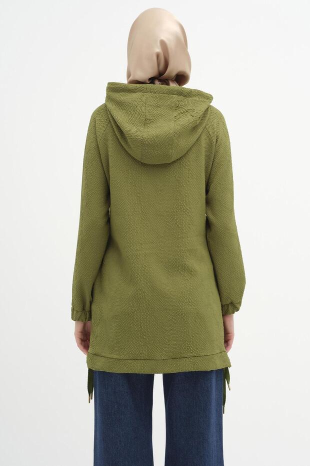 Kapüşonlu Sweat - Olive - 5