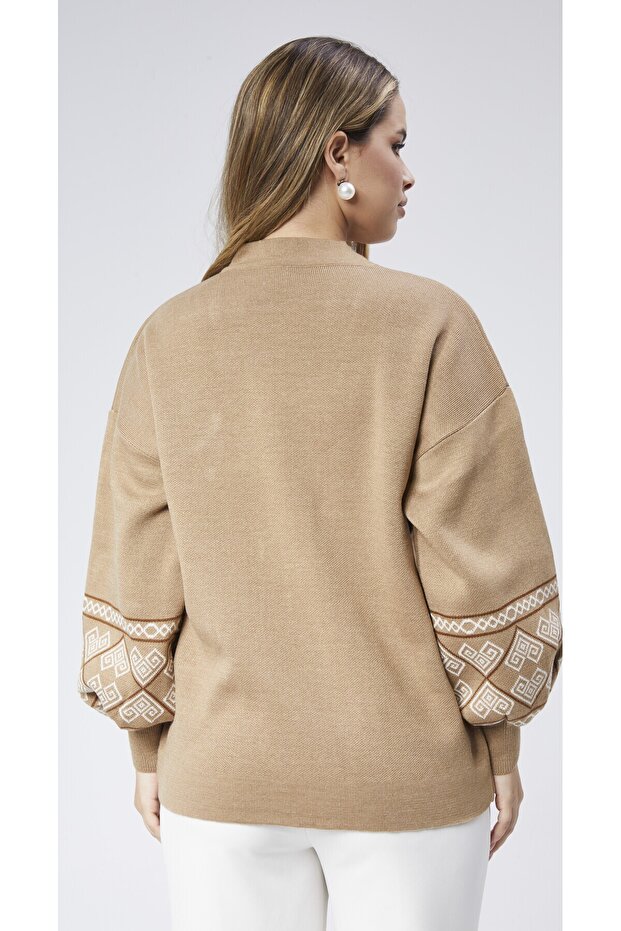 Leather Buckle Patterned Knit Jacket - 7