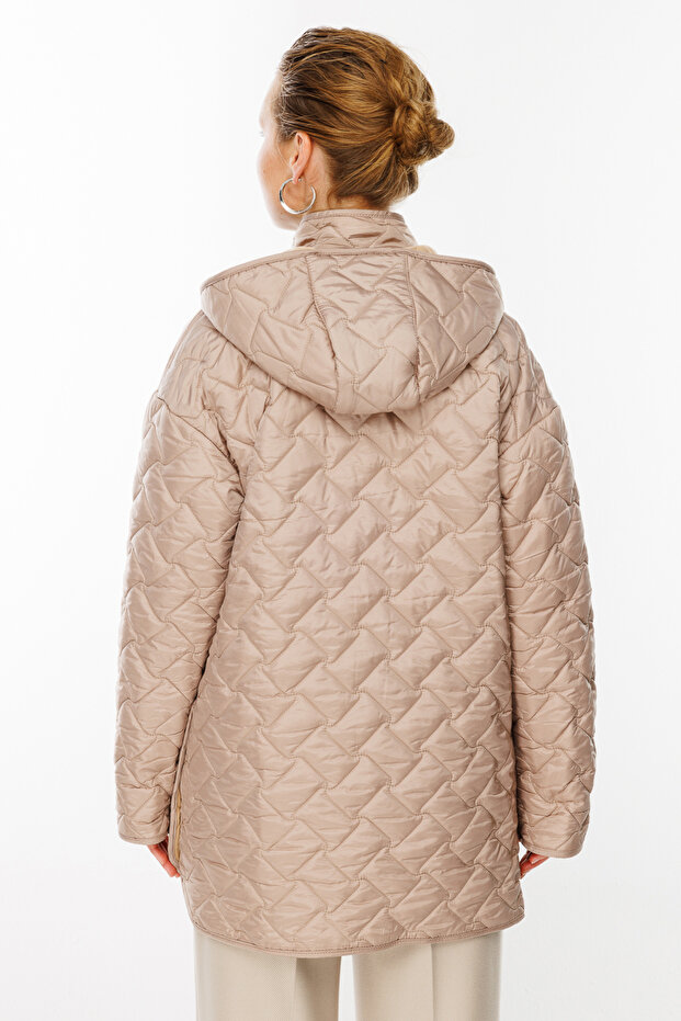 Kapüşonlu Kapitone Kaban - 5