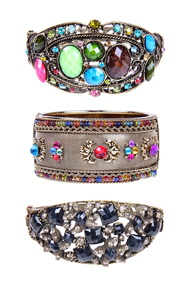 Colorful Stone Handcuffs Bracelet Bundle