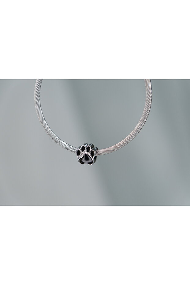 Black Paw Figure Stainless Steel Charm