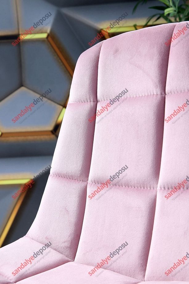 Lucia Krom Ayaklı Çalışma Koltuğu (PEMBE KUMAŞ) - 6