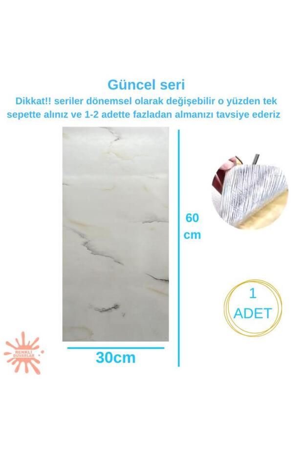 BS1767 Kendinden Yapışkanlı 1Adet 30x60cm Mermer Desenli Esnek Karavan Banyo Wc Duvar Kaplama Paneli - 3