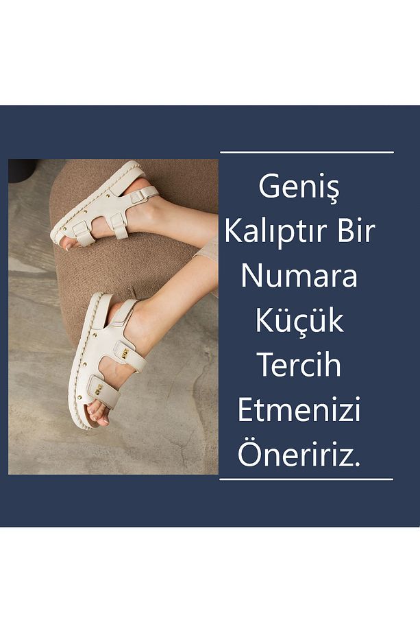 Algatha Mat Bej Cırtlı Kadın Sandalet - 5