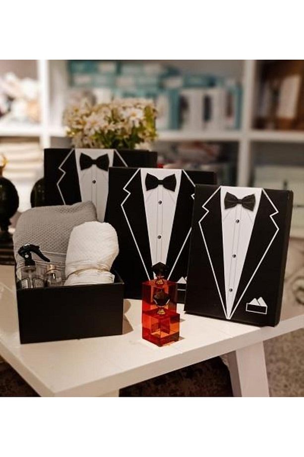 3'lü Set Siyah Damat Bohça Kutusu - 8