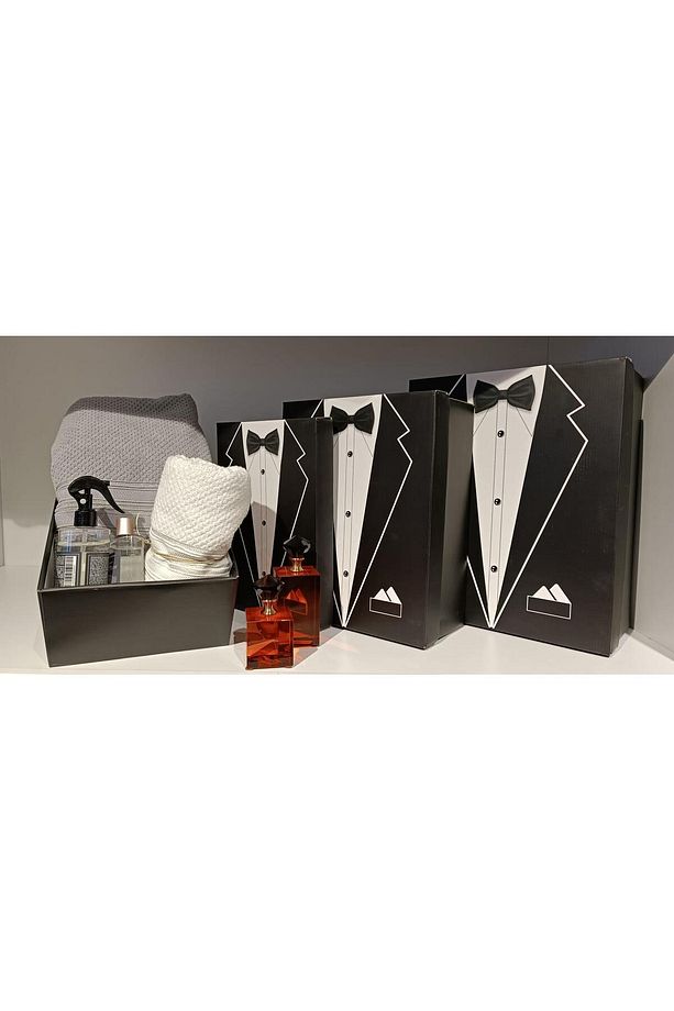 3'lü Set Siyah Damat Bohça Kutusu - 6