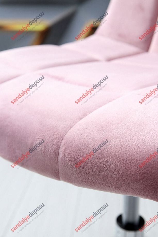 Lucia Krom Ayaklı Çalışma Koltuğu (PEMBE KUMAŞ) - 5