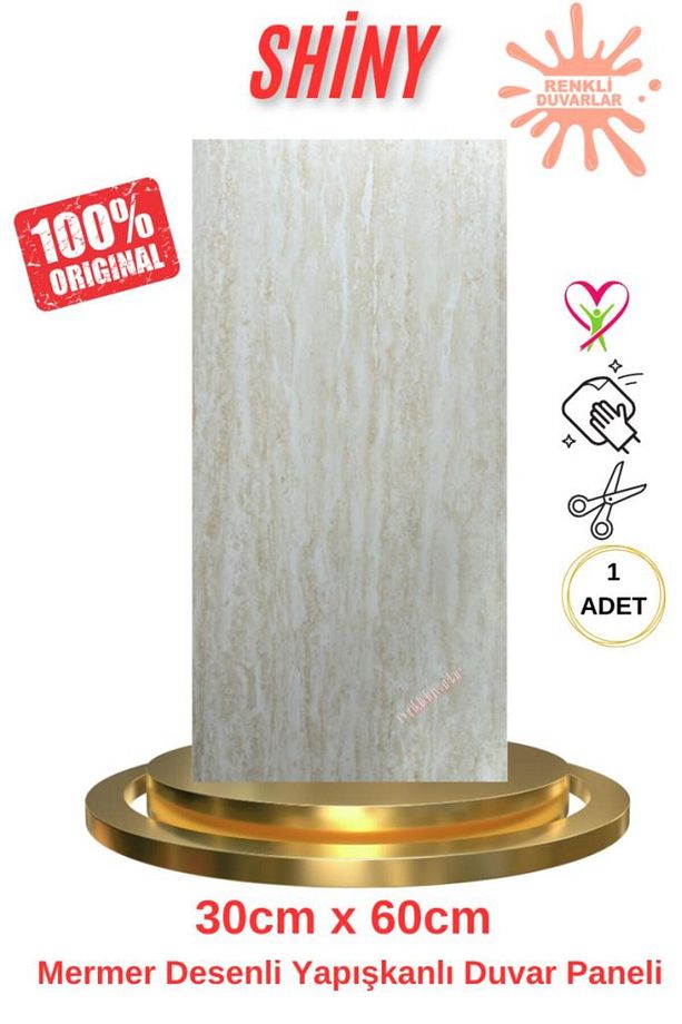 BS1741 Kendinden Yapışkanlı 1Adet 30x60cm Mermer Desenli Esnek Karavan Banyo Wc Duvar Kaplama Paneli - 1