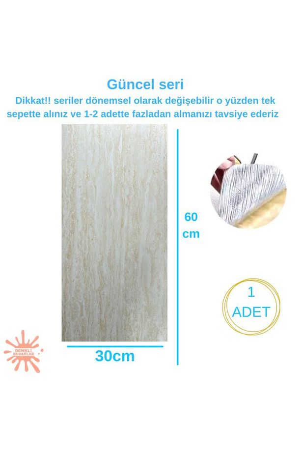 BS1741 Kendinden Yapışkanlı 1Adet 30x60cm Mermer Desenli Esnek Karavan Banyo Wc Duvar Kaplama Paneli - 3