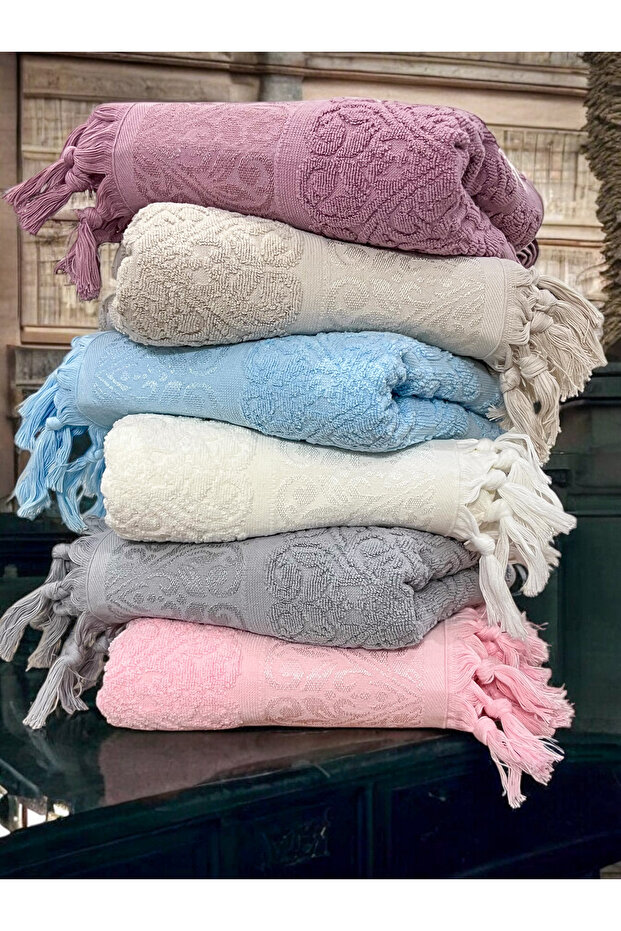 6 Li Laced Luxury Jacquard Dowry 50X90 Hand and Face Towel