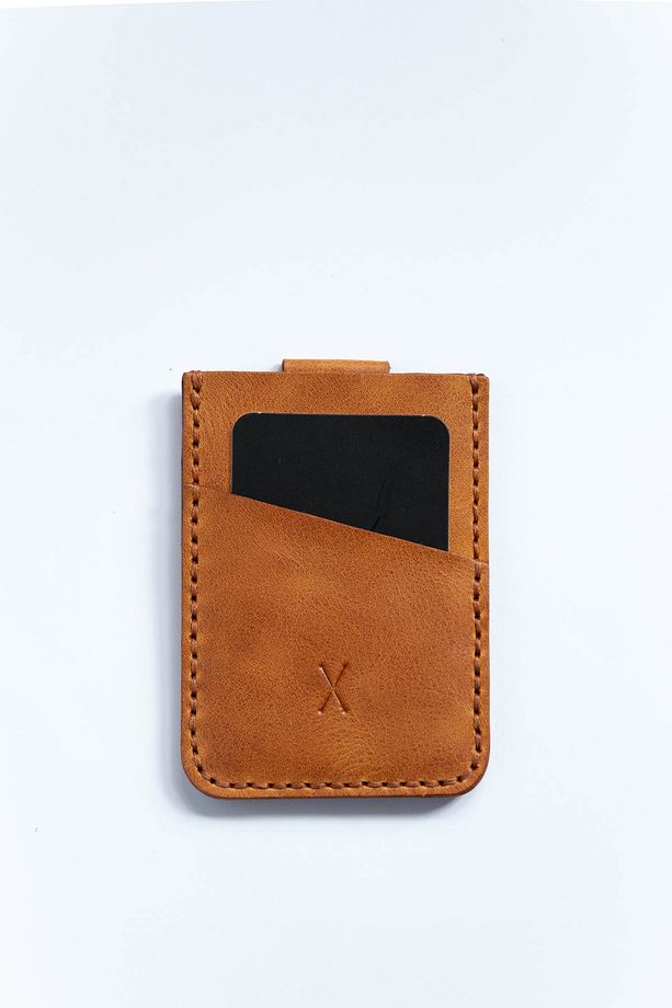 Minimal X V2 Mekanizmalı Kartlık - Camel - Gerçek Deri & El Yapımı - Pratik Kolay Minimalist Tasarım - 4