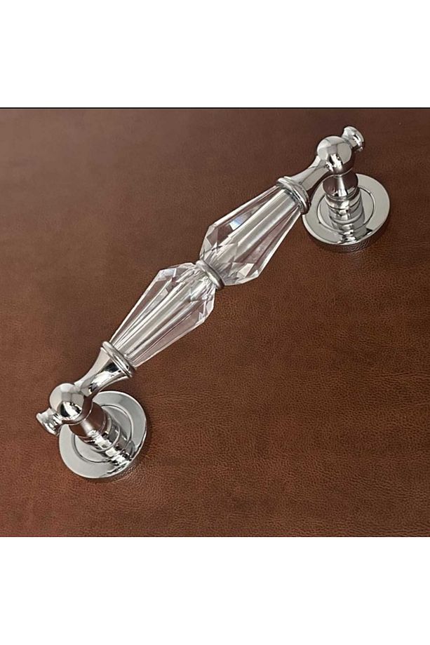 Söğüt Kristal Cam Krom Çekme Kapı Kolu Sürgülü Kapı Çekme Kolu 1 Adet - 4