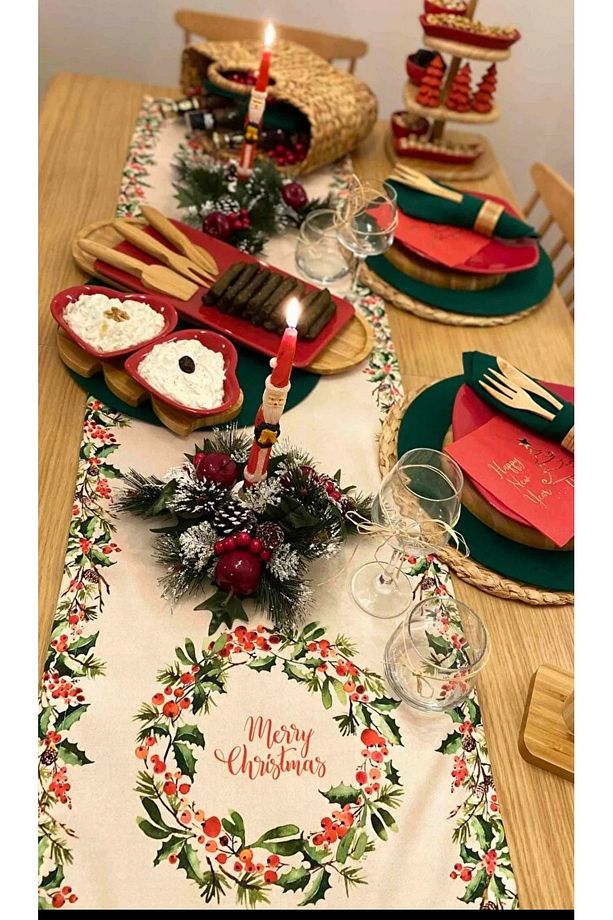 Yılbaşı Runner Örtüsü Yeniyıl Noel Runner 40x140 - 4