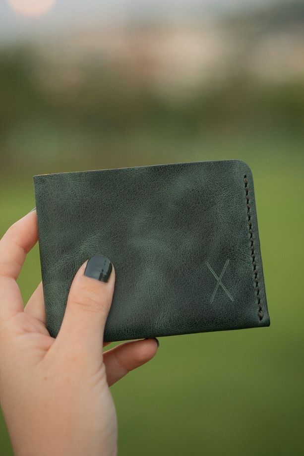 Unisex Okyanus Yeşili Minimal X Para Cüzdanı - 6
