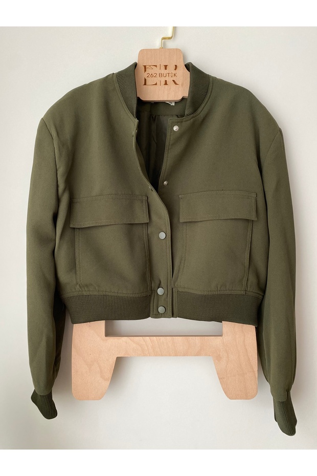 Crop Bomber Ceket - 1