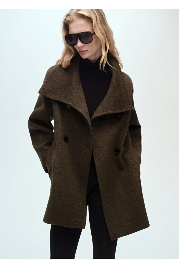 Dwurzędowy wełniany płaszcz - 1