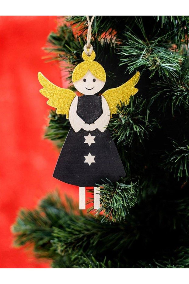 Ast8616 christmas wooden angel 8.8x1.1x14cm