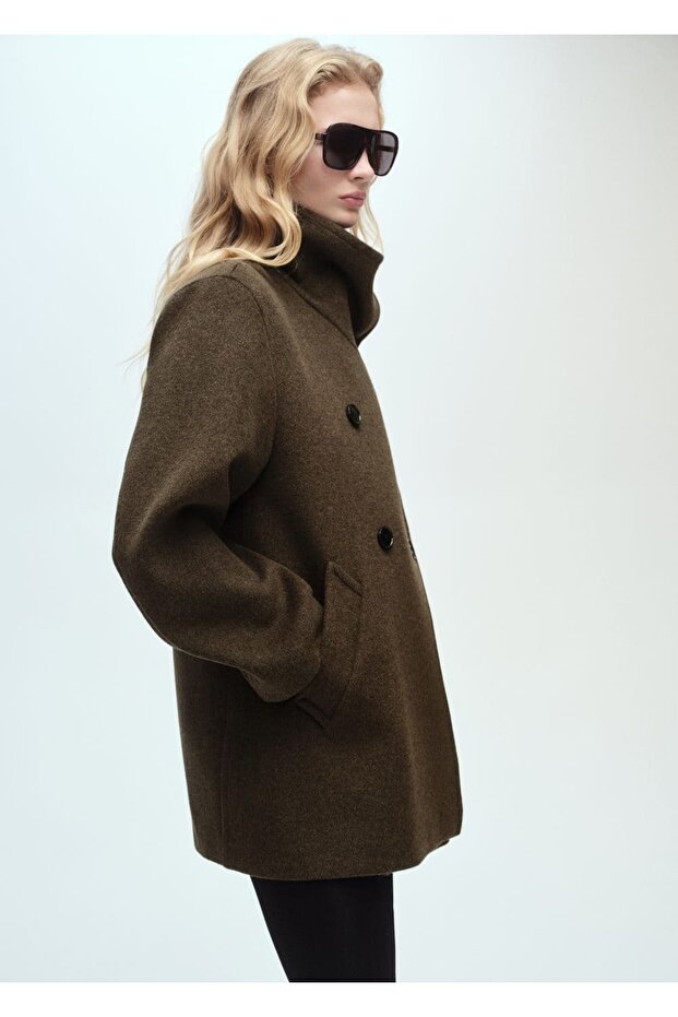 Dwurzędowy wełniany płaszcz - 7