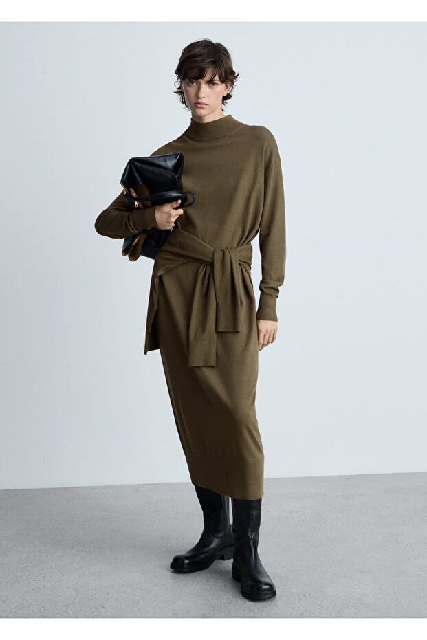 Perkins yakalı triko elbise - 2