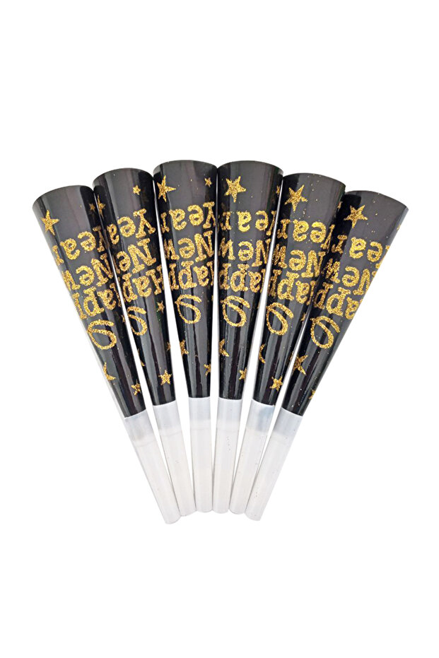 Happy new year vuvuzela whistle gold-silver