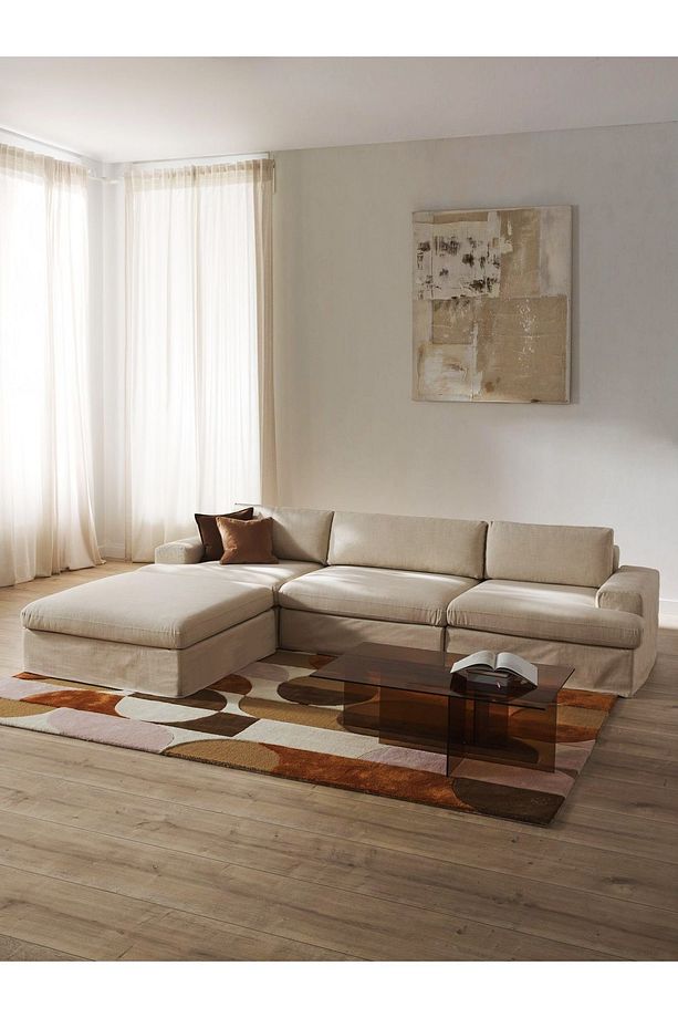 Mode Siesta Pro Kuş Tüyü Köşe Koltuk 4 Modül 05 Numara Bej Keten Kumaş Işbir Sünger(DAİRENİZE TESLİM - 2