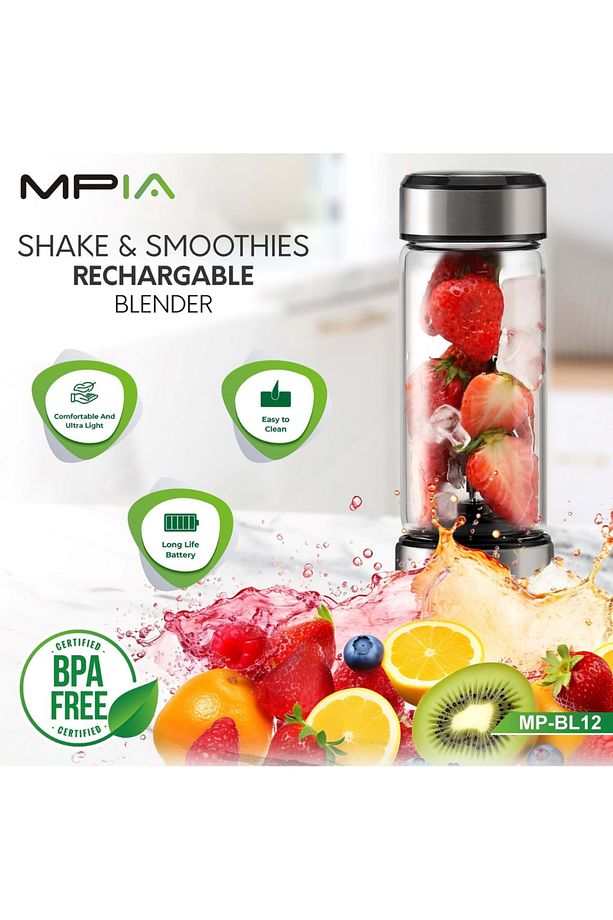Cam Gövde Type-c Şarj 450 ml Taşınabilir Metal Kişişel Blender Shake'n Smoothies Keskin Çelik Bıçak - 3