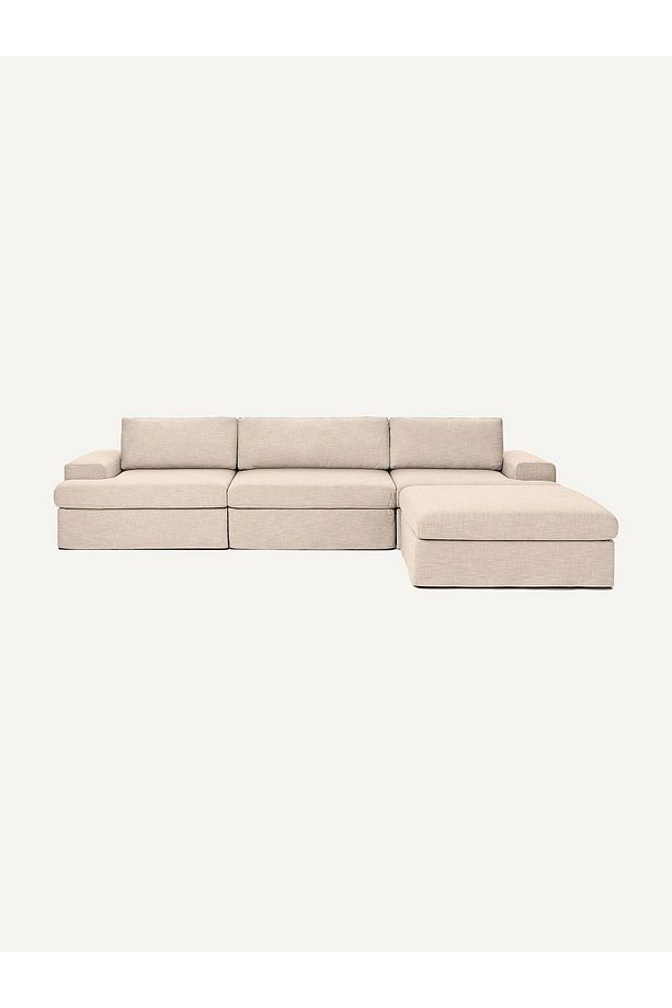 Mode Siesta Pro Kuş Tüyü Köşe Koltuk 4 Modül 05 Numara Bej Keten Kumaş Işbir Sünger(DAİRENİZE TESLİM - 4