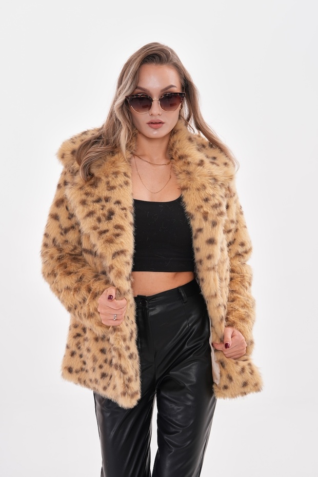 Leopard Pattern Collared Jacket - 6