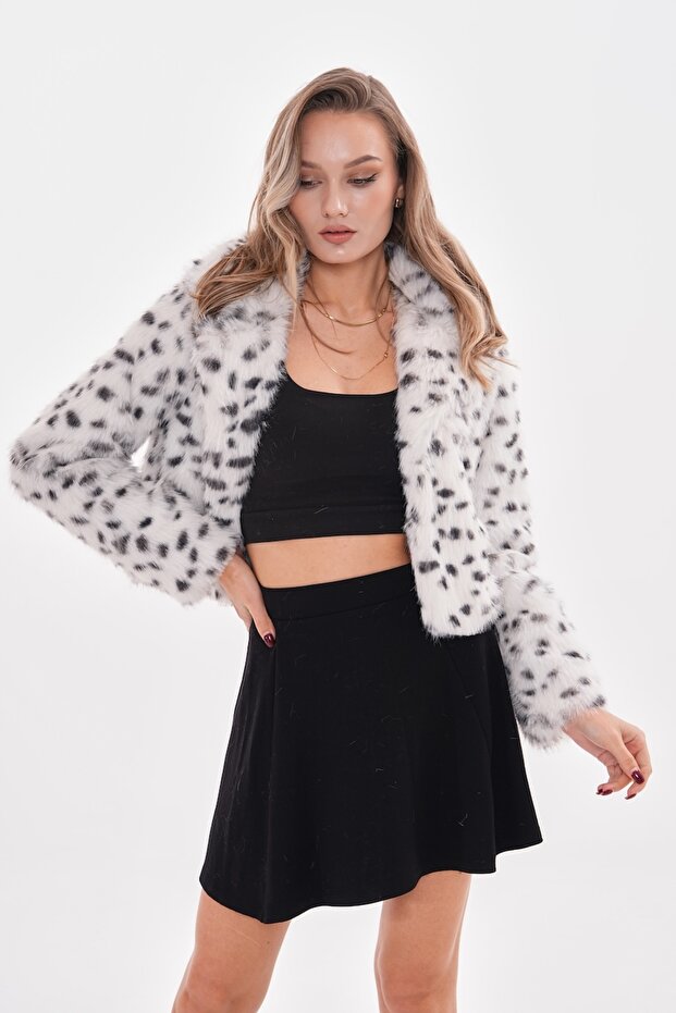 Leopard Print Collared Crop Jacket - 4